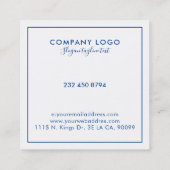 Minimalistisch inktvierkant visitekaartje met blau (Achterkant)