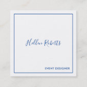 Minimalistisch inktvierkant visitekaartje met blau (Voorkant)