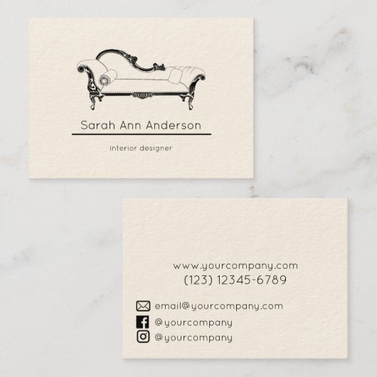 Minimalistisch interieur voor thuis visitekaartje (Voorkant / Achterkant)