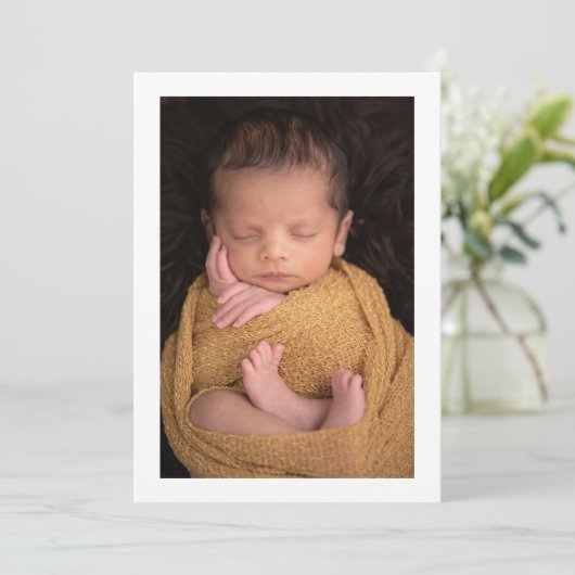 Minimalistisch introduceren van Baby Portret Foto  Aankondiging (Staand voorkant)