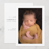 Minimalistisch introduceren van Baby Portret Foto  Aankondiging (Voorkant / Achterkant)