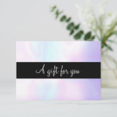 Minimalistisch iriserend script cadeaubon (Staand voorkant)