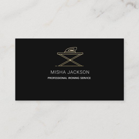 Minimalistisch Ironing Black Gold Professional-was Visitekaartje (Voorkant)