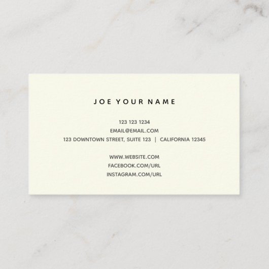 Minimalistisch ivoor 2021 | Professioneel klein Visitekaartje (Achterkant)