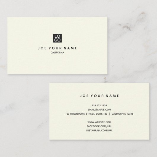 Minimalistisch ivoor 2021 | Professioneel klein Visitekaartje (Voorkant / Achterkant)