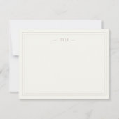 Minimalistisch ivoor en Roos twee grens monogram Notitiekaartje (Voorkant)