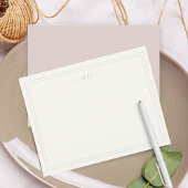 Minimalistisch ivoor en Roos twee grens monogram Notitiekaartje