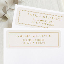 Minimalistisch Ivoor Gold Two Border Retouradres Etiket