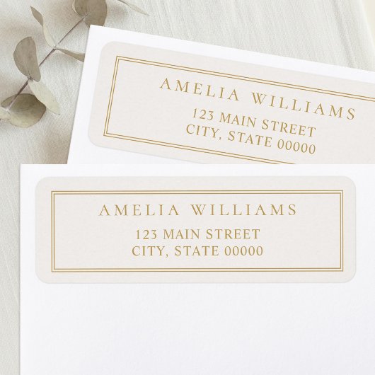 Minimalistisch Ivoor Gold Two Border Retouradres Etiket