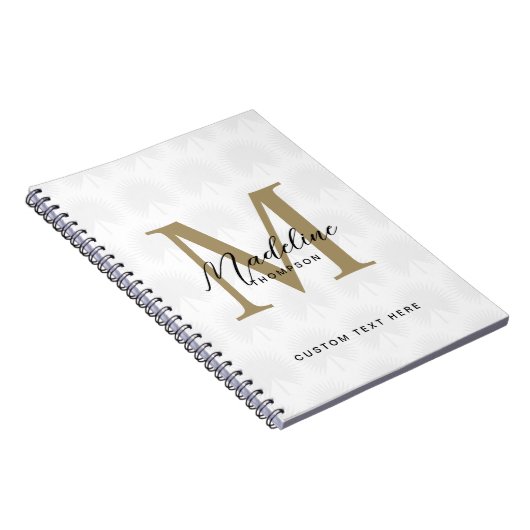 Minimalistisch Ivoor Goud Anahaw Blad Script Monog Notitieboek (Rechterzijde)