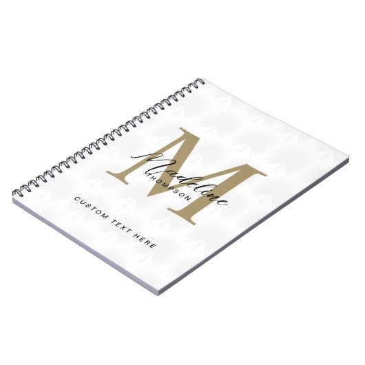 Minimalistisch Ivoor Goud Anahaw Blad Script Monog Notitieboek (Linkerzijde)