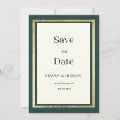 Minimalistisch ivoor goud bos groen Save the Date Kaart (Voorkant)