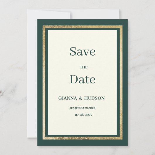 Minimalistisch ivoor goud bos groen Save the Date Kaart (Voorkant)