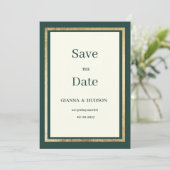 Minimalistisch ivoor goud bos groen Save the Date Kaart (Staand voorkant)