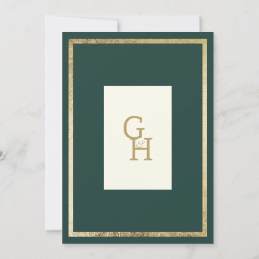 Minimalistisch ivoor goud bos groen Save the Date Kaart (Achterkant)