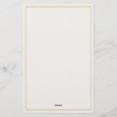 Minimalistisch Ivoor Goud Monogram Twee Grens Briefpapier (Achterkant)