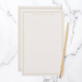 Minimalistisch Ivoor Goud Monogram Twee Grens Briefpapier