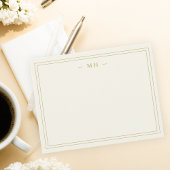 Minimalistisch Ivoor Goud Twee Grens Monogram Notitiekaartje