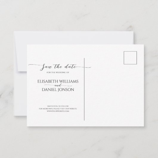 Minimalistisch ivoor save the date (Achterkant)