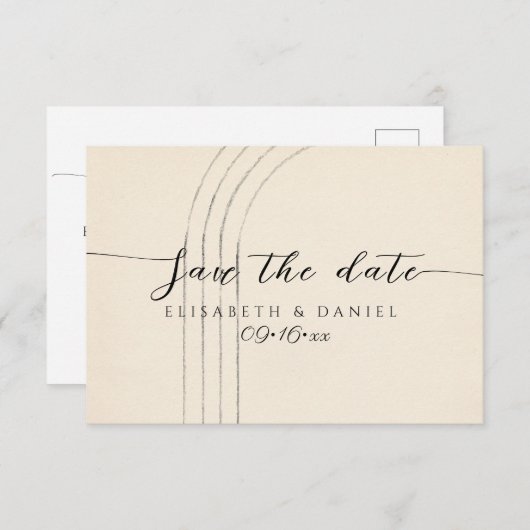 Minimalistisch ivoor save the date (Voorkant / Achterkant)