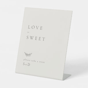 Minimalistisch Ivoor Sweet Favors Trouwbord Reclamebord Met Voetstuk