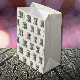 Minimalistisch Ivoor Waterverf Luipaard Patroon Medium Cadeauzakje