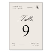 Minimalistisch Ivoren Editoriaal Huwelijk Tafelnum Kaart (Voorkant)