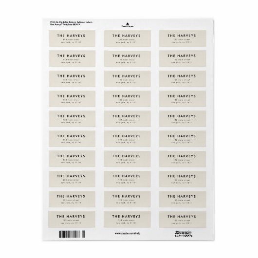Minimalistisch Ivory retour adres label (Full Sheet)