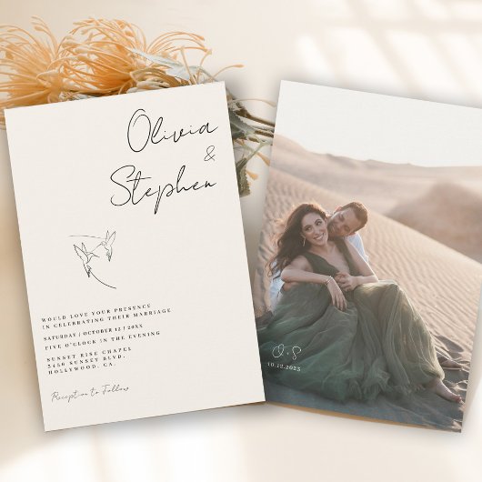 Minimalistisch Ivory Romantic Photo Weddenschap Kaart