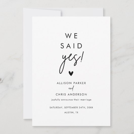 Minimalistisch: ja, bekendmaking kaart (Voorkant)