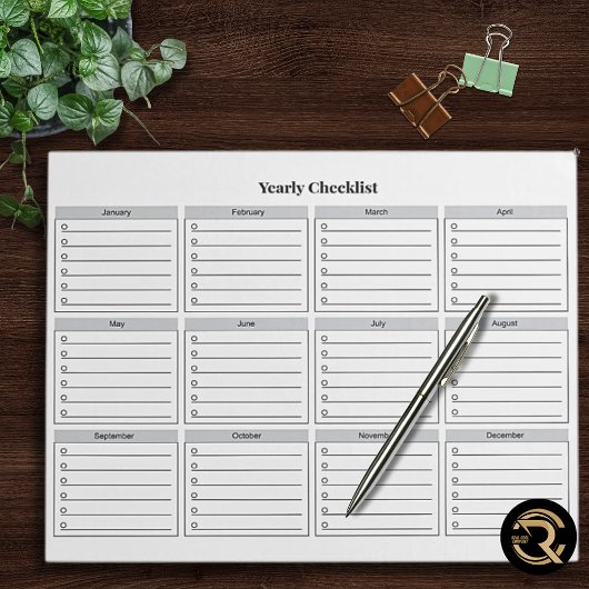 Minimalistisch Jaarlijkse Checklist Notitieblok