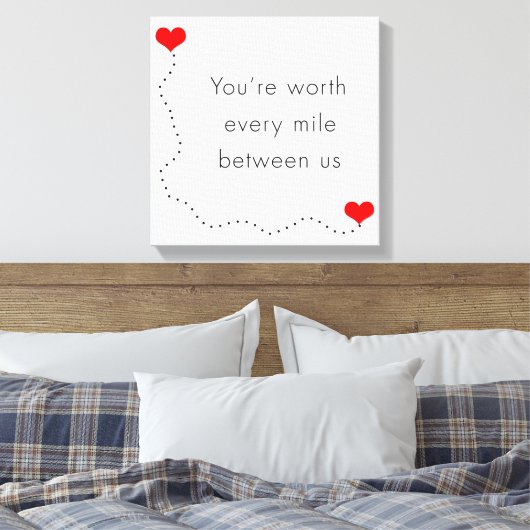 minimalistisch " je bent elke mijl waard " canvas afdruk (Insitu (Slaapkamer))