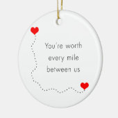 minimalistisch " je bent elke mijl waard " keramisch ornament (Links)