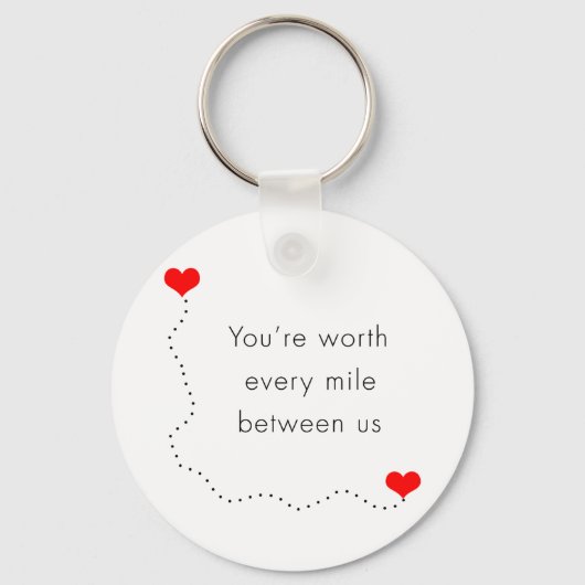 minimalistisch " je bent elke mijl waard " sleutelhanger (Voorkant)