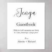 Minimalistisch Jenga-huwelijksgastenboek Poster (Voorkant)
