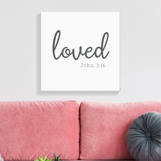 Minimalistisch Johannes 3:16 geliefd Canvas Afdruk (Insitu (Woonkamer))