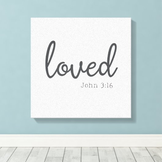 Minimalistisch Johannes 3:16 geliefd Canvas Afdruk (Insitu (Houten vloer))