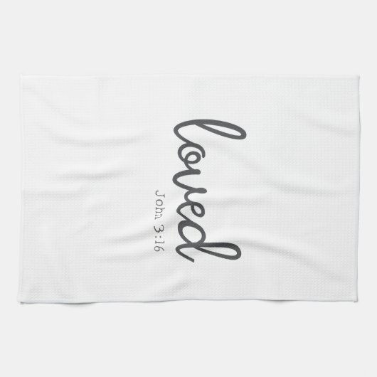 Minimalistisch Johannes 3:16 geliefd Theedoek (Horizontaal)