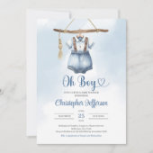 Minimalistisch jongetje blauw denim kleding Baby s Kaart (Voorkant)