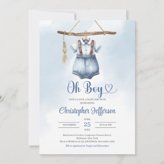 Minimalistisch jongetje blauw denim kleding Baby s Kaart (Voorkant)