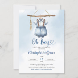 Minimalistisch jongetje blauw denim kleding Baby s Kaart