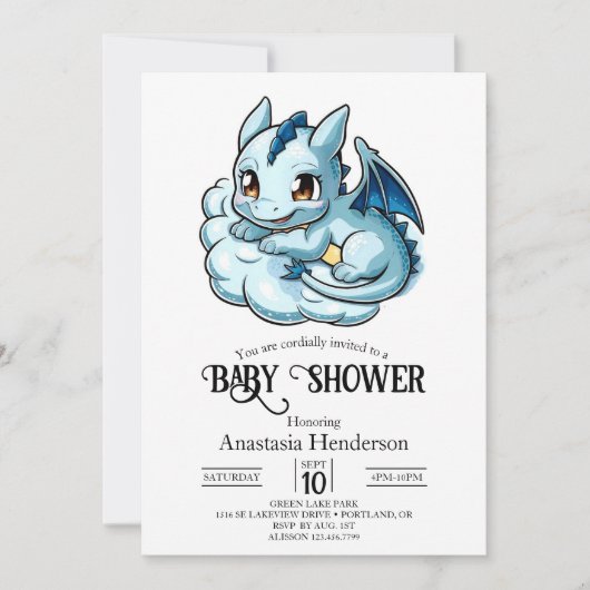 Minimalistisch Joyful Digital Dragon Baby shower Kaart (Voorkant)