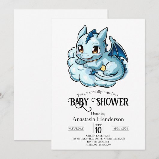 Minimalistisch Joyful Digital Dragon Baby shower Kaart (Voorkant / Achterkant)