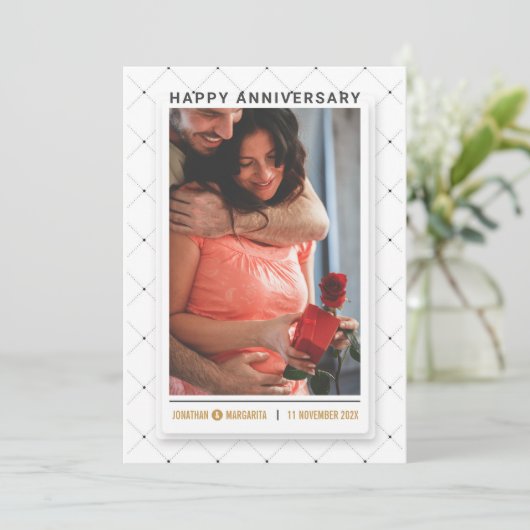 Minimalistisch Jubileum Save The Date (Staand voorkant)