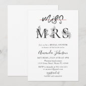 Minimalistisch juffrouw aan Mrs Bridal Shower Uitn Kaart (Voorkant / Achterkant)