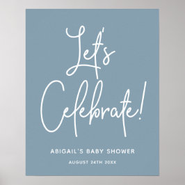 Minimalistisch juwelgevel met een blauwe douche poster