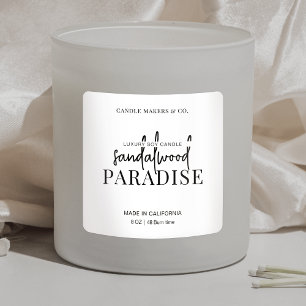 Minimalistisch kaarsenetiket elegant zwart wit vierkante sticker