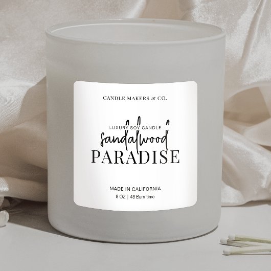 Minimalistisch kaarsenetiket elegant zwart wit vierkante sticker