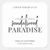 Minimalistisch kaarsenetiket elegant zwart wit vierkante sticker (Voorkant)