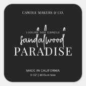 Minimalistisch kaarsenetiket elegant zwart wit vierkante sticker (Voorkant)